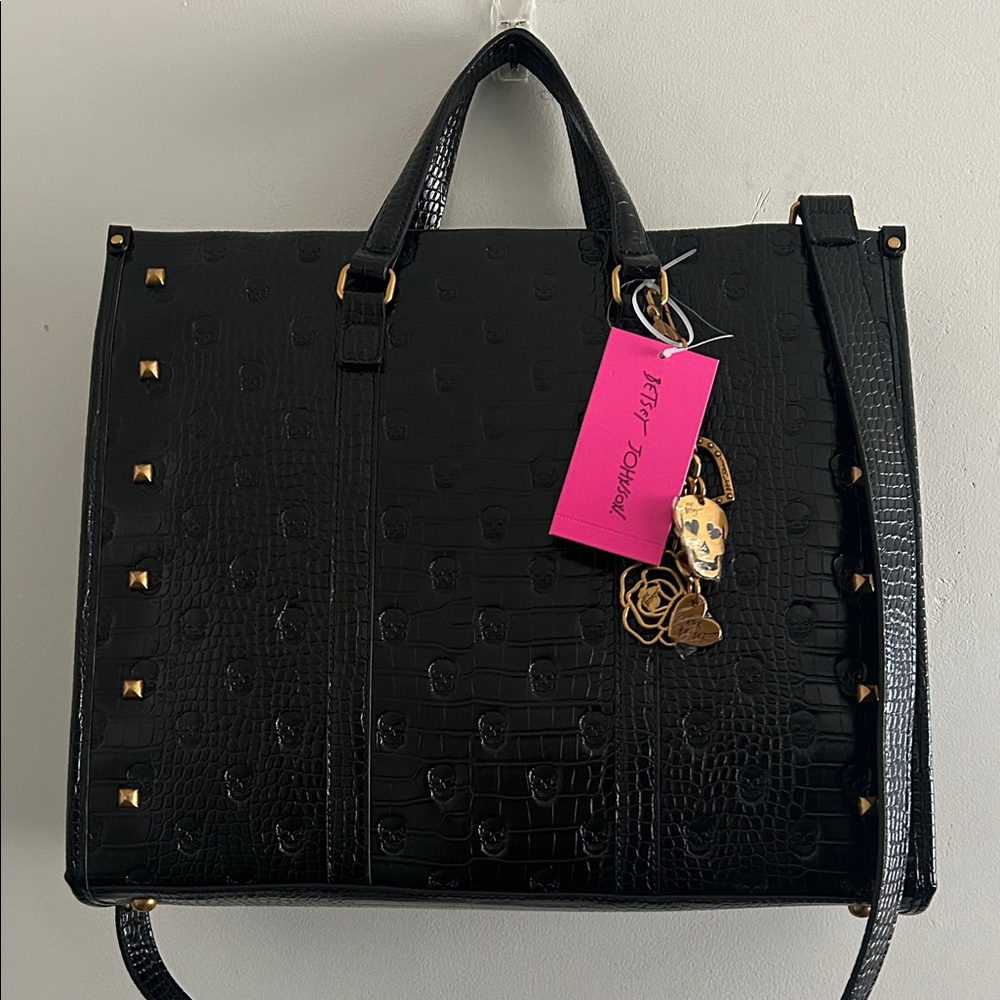 Betsey Johnson XOMattie Skull Designed Black Tote